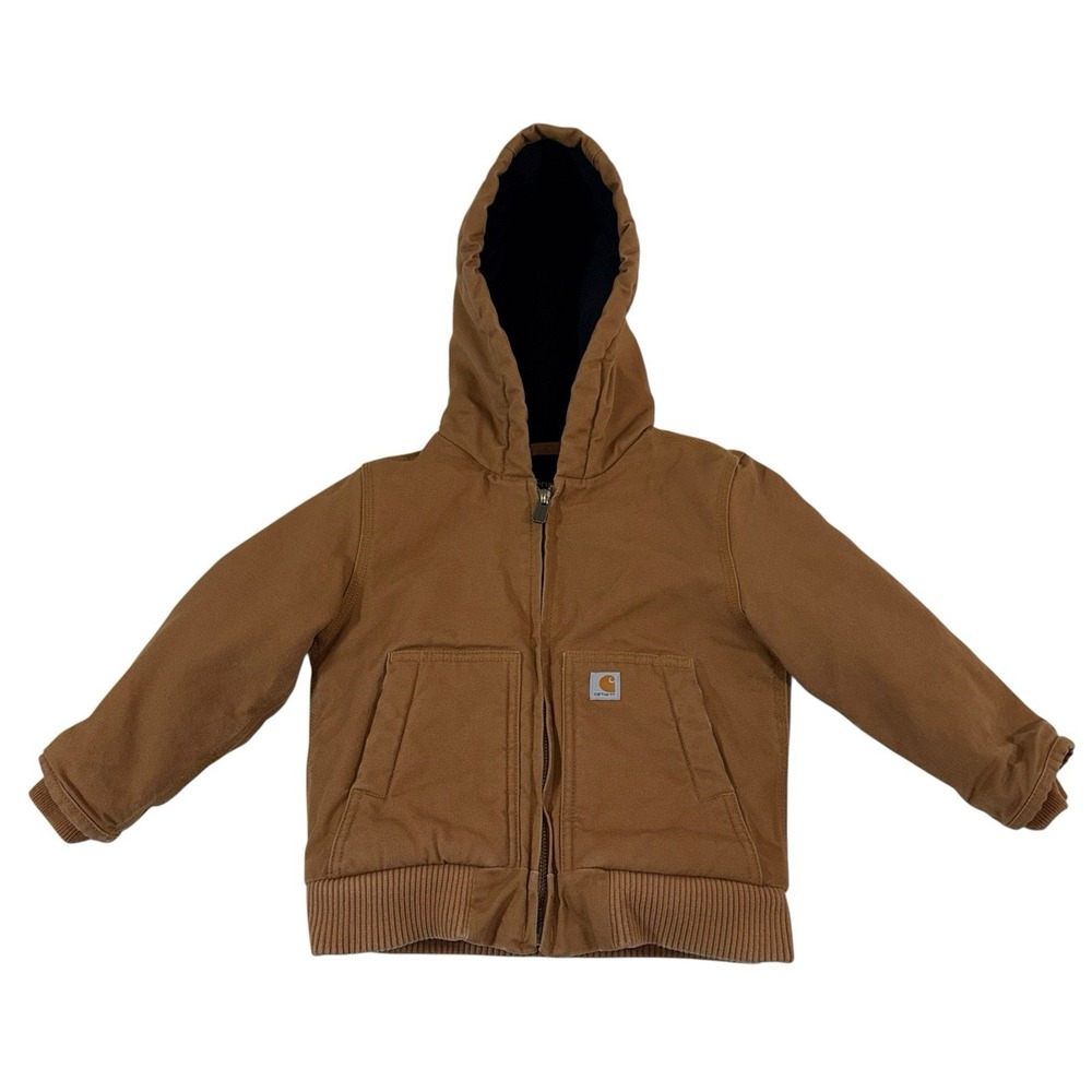 CARHARTT  Toddler Boys Active Jacket With Hood Size 3T Duck Canvas Brown Outdoor
